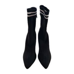 Vizzano Sock Booties Women's Size 6 Black with White Stripes Made In Brazil